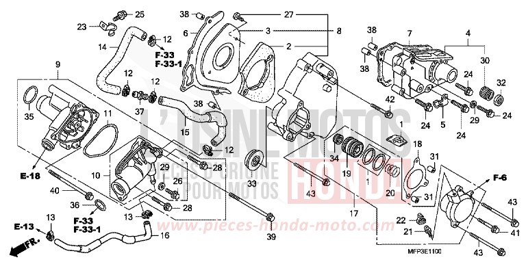 PANNEAU ARRIERE GAUCHE/POMPE A EAU de CB1300S PEARL SUNBEAM WHITE (NHA66DF) de 2009