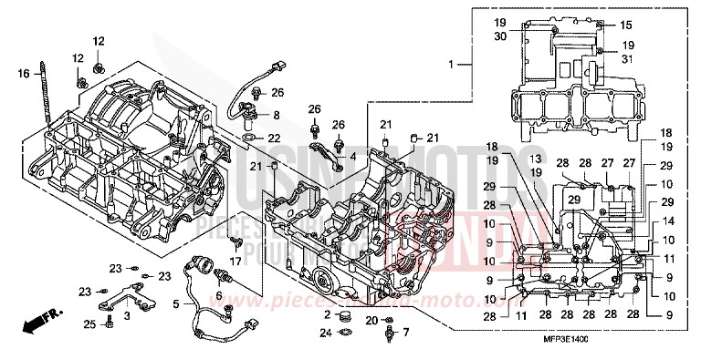 CARTER MOTEUR de CB1300S PEARL SUNBEAM WHITE (NHA66DF) de 2009
