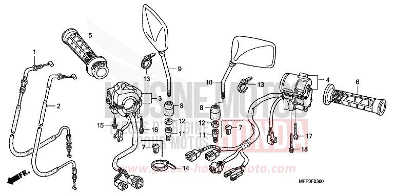 COMMUTATEUR/CABLE de CB1300S PEARL SUNBEAM WHITE (NHA66DF) de 2009