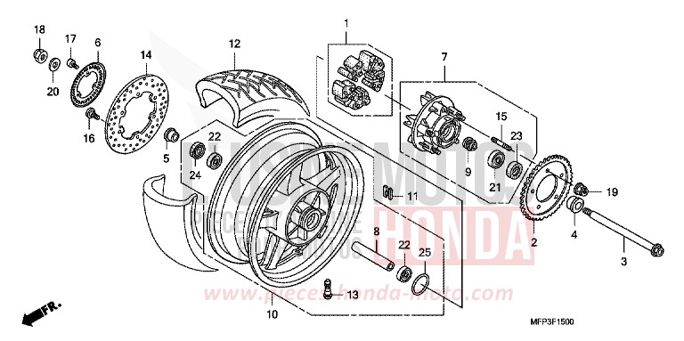 ROUE ARRIERE de CB1300S PEARL SUNBEAM WHITE (NHA66KF) de 2009