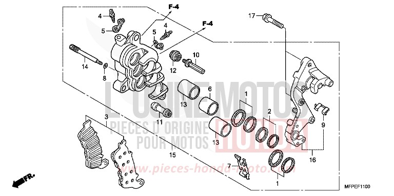 MACHOIRE DE FREIN AVANT D. de CB1300S GRAPHITE BLACK (NHB01EB) de 2010