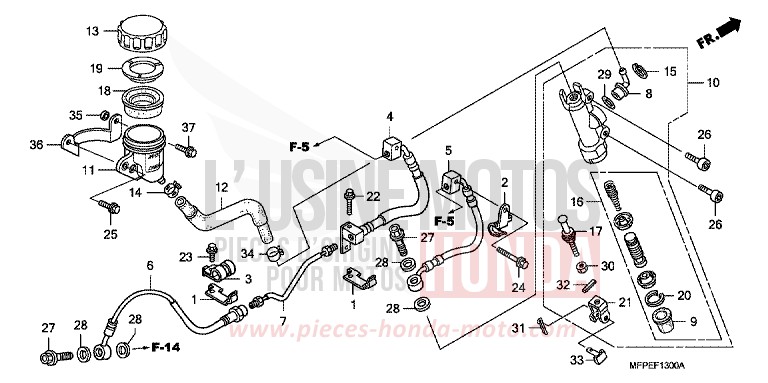 MAITRE-CYLINDRE FREIN AR. de CB1300S GRAPHITE BLACK (NHB01EB) de 2010