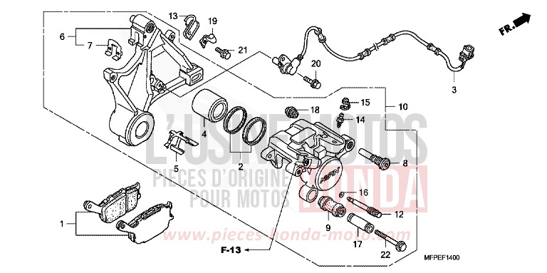 ETRIER DE FREIN ARRIERE de CB1300S GRAPHITE BLACK (NHB01EB) de 2010