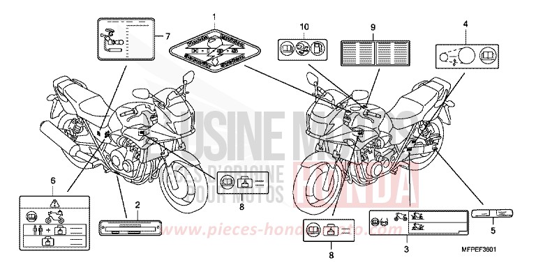 ETIQUETTE DE PRECAUTIONS (CB1300SA) de CB1300S GRAPHITE BLACK (NHB01EB) de 2010