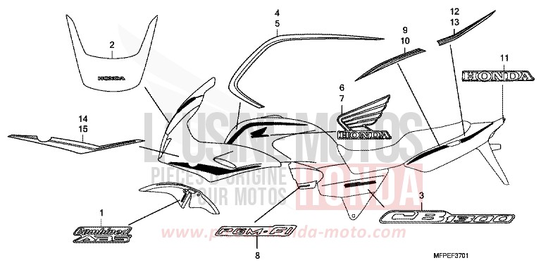 MARQUE (CB1300SA-ED,F,7E) de CB1300S GRAPHITE BLACK (NHB01EB) de 2010