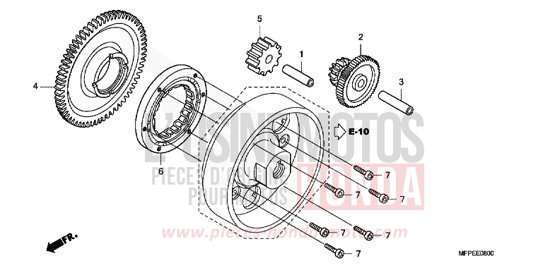 EMBRAYAGE DE DEMARRAGE de CB1300S PEARL SUNBEAM WHITE (NHA66KF) de 2010