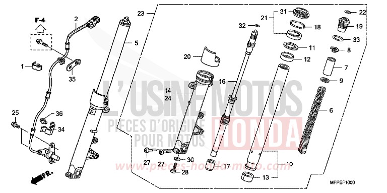 FOURCHETTE AVANT de CB1300S PEARL SUNBEAM WHITE (NHA66KF) 2010