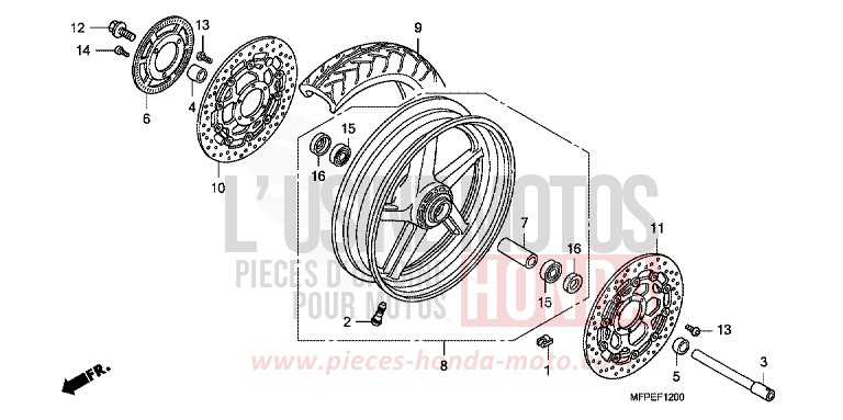 ROUE AVANT de CB1300S PEARL SUNBEAM WHITE (NHA66KF) de 2010