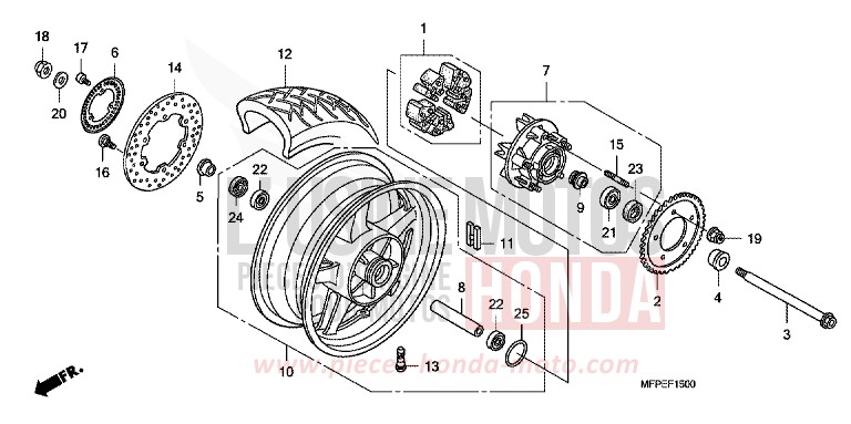 ROUE ARRIERE de CB1300S PEARL SUNBEAM WHITE (NHA66KF) de 2010