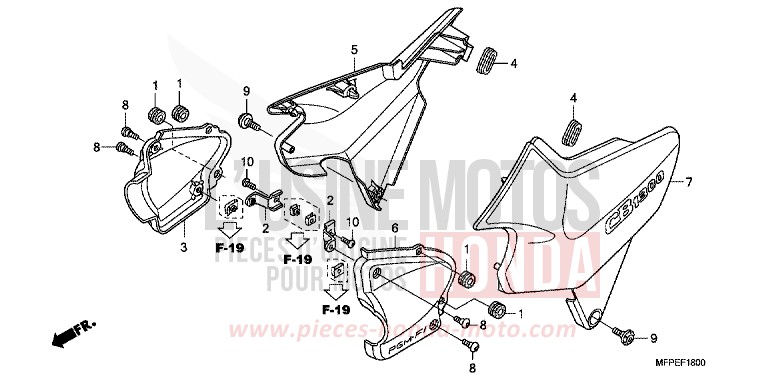 COUVERCLE LATERAL de CB1300S PEARL SUNBEAM WHITE (NHA66KF) de 2010
