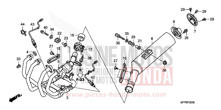 SILENCIEUX D'ECHAPPEMENT de CB1300S PEARL SUNBEAM WHITE (NHA66KF) de 2010