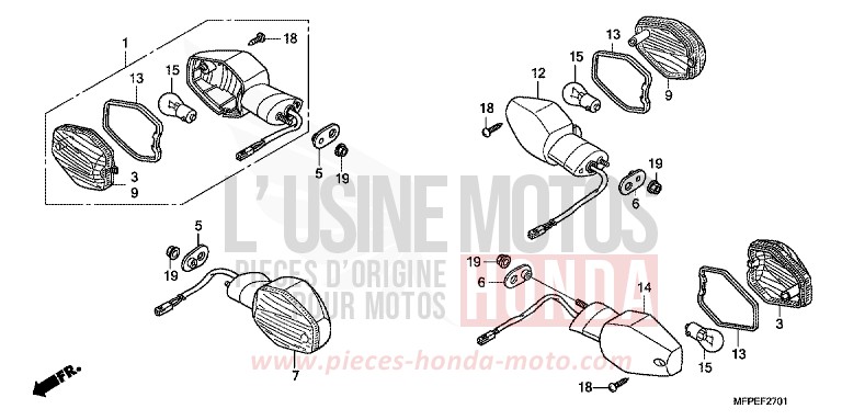 CLIGNOTANT (CB1300SA) de CB1300S PEARL SUNBEAM WHITE (NHA66KF) de 2010