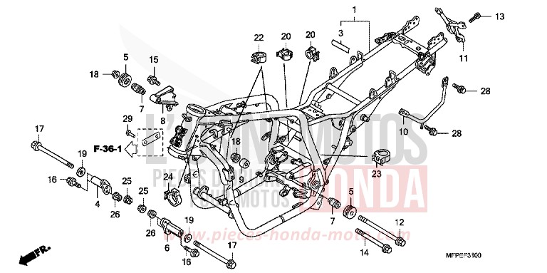 CARROSSERIE DE CHASSIS de CB1300S PEARL SUNBEAM WHITE (NHA66KF) de 2010