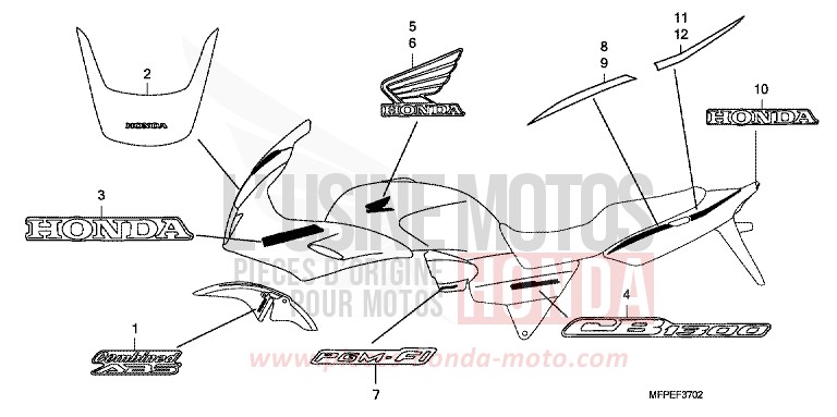 MARQUE (CB1300SA-3ED,3F,8E) de CB1300S PEARL SUNBEAM WHITE (NHA66KF) de 2010