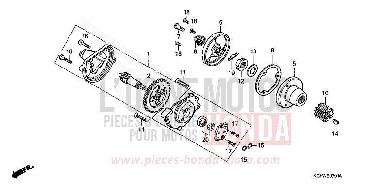 POMPE A HUILE (2) de CG125 MAGNA RED (R201) de 2001