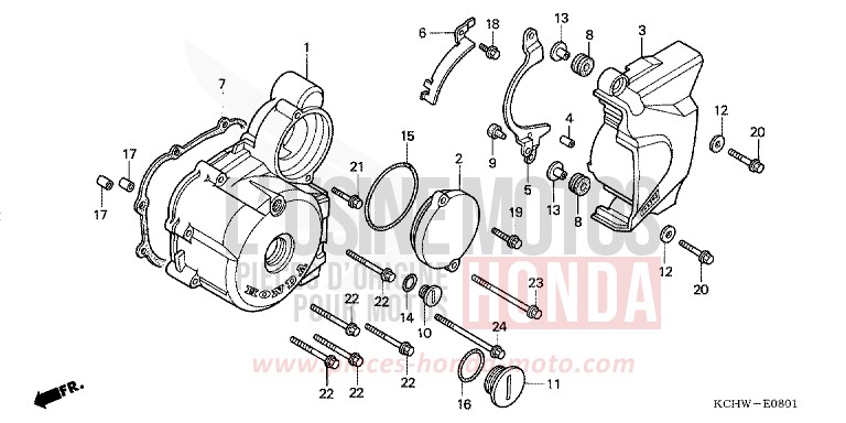 PANNEAU CARTER-MOTEUR G. (2) de CG125 MAGNA RED (R201) 2001