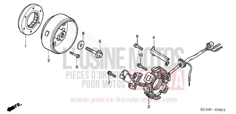 GENERATRICE (2) de CG125 MAGNA RED (R201) de 2001