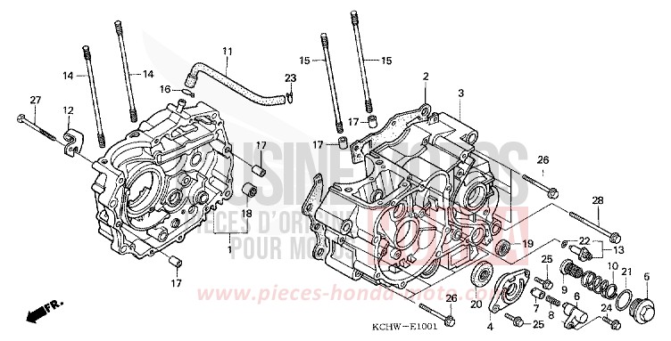 CARTER MOTEUR (2) de CG125 MAGNA RED (R201) de 2001