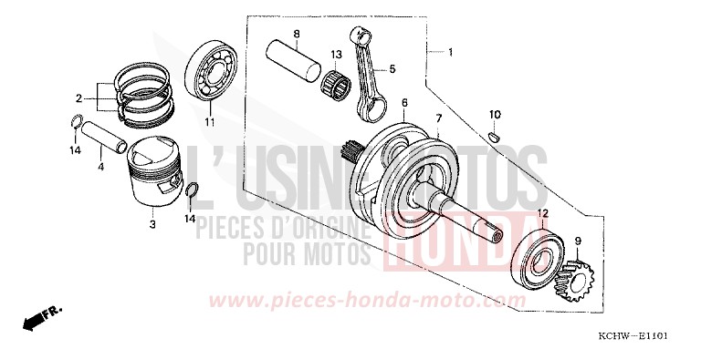 VILEBREQUIN/PISTON (2) de CG125 MAGNA RED (R201) de 2001