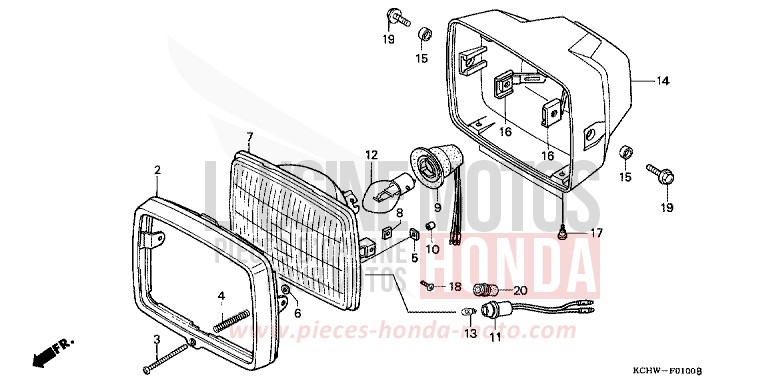 PROJECTEUR (1) de CG125 MAGNA RED (R201) de 2001