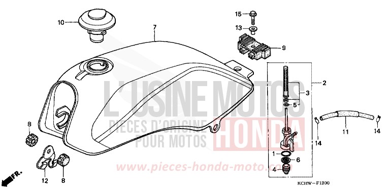 RESERVOIR A CARBURANT de CG125 MAGNA RED (R201) 2001
