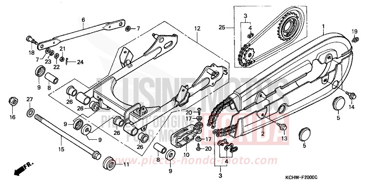 FOURCHETTE ARRIERE de CG125 MAGNA RED (R201) 2001