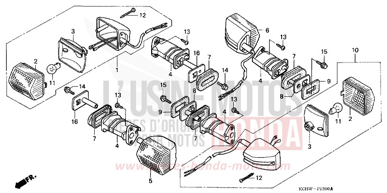 CLIGNOTANT (1) de CG125 MAGNA RED (R201) de 2001