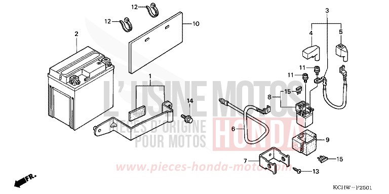 BATTERIE (2) de CG125 MAGNA RED (R201) 2001