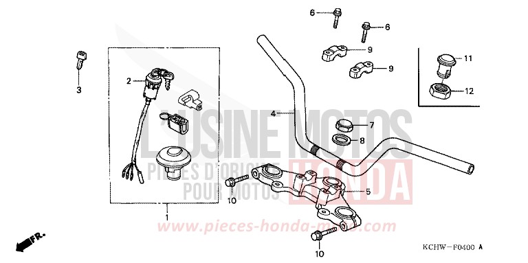 TUYAU DE GUIDON/PONT SUPERIEUR de CG125 ATESSA BLUE (PB162) de 1998