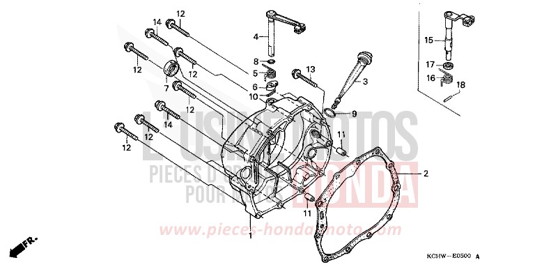 PANNEAU CARTER-MOTEUR D. de CG125 MAGNA RED (R201) 1998