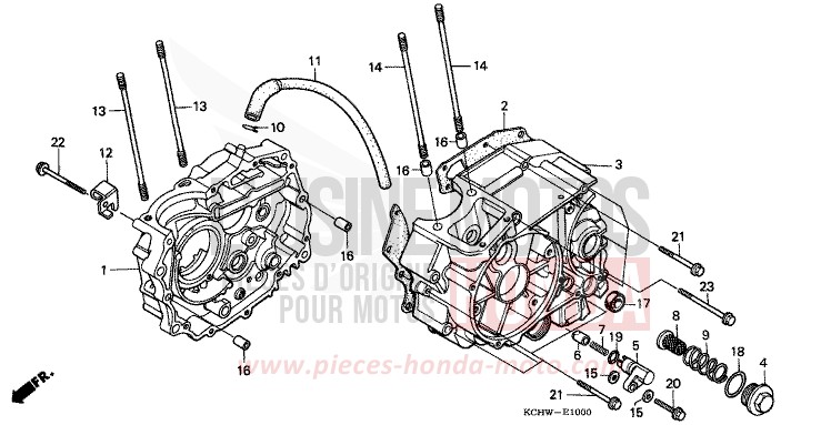 CARTER MOTEUR (1) de CG125 MAGNA RED (R201) de 1998