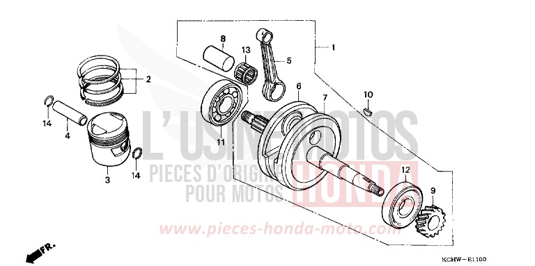 VILEBREQUIN/PISTON (1) de CG125 MAGNA RED (R201) de 1998