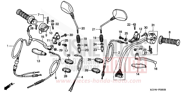 LEVIER DE GUIDON/COMMUTATEUR/CABLE (1) de CG125 MAGNA RED (R201) de 1998