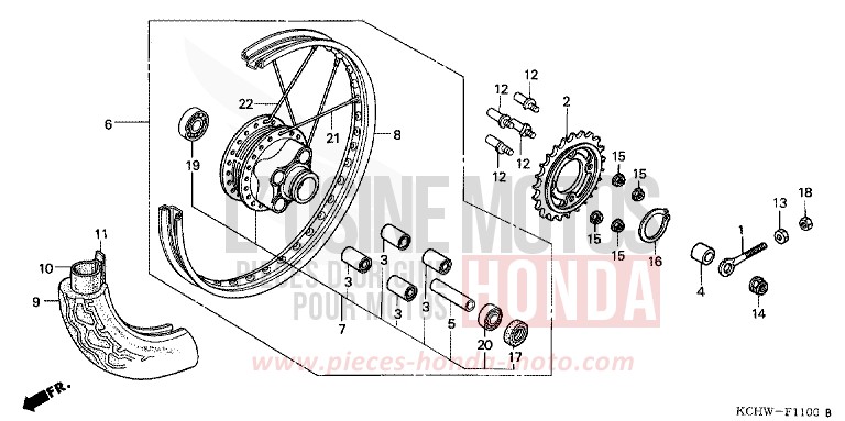 ROUE ARRIERE de CG125 MAGNA RED (R201) 1998