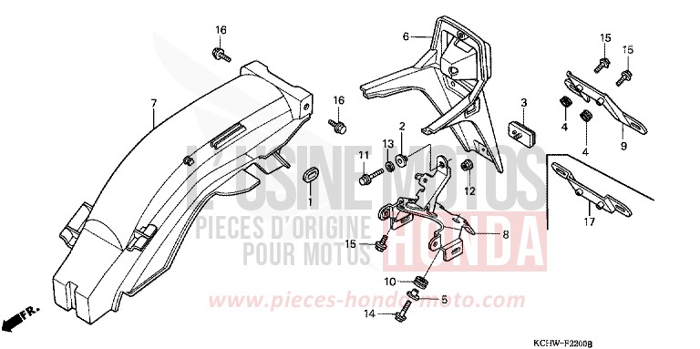 GARDE-BOUE ARRIERE de CG125 MAGNA RED (R201) 1998