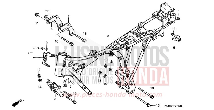 CARROSSERIE DE CHASSIS de CG125 MAGNA RED (R201) 1998