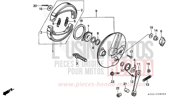 PANNEAU DE FREIN AVANT de CM125C CANDY BOURGOGNE RED-U (R107) 1982