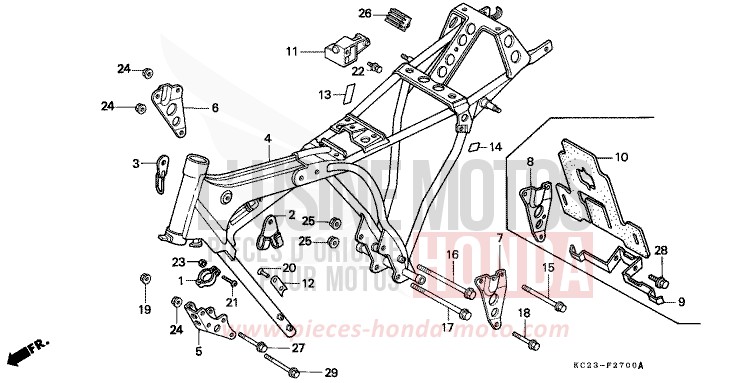 CARROSSERIE DE CHASSIS de CM125C CANDY ENPIRE BLUE-U (PB117) 1982