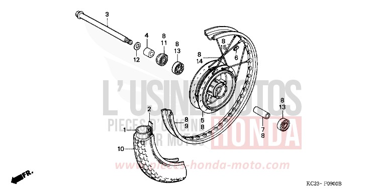 ROUE AVANT (E/ED/F/G/SD/SW) de CM125C PEARL ATLANTIS BLUE (B142) de 1982
