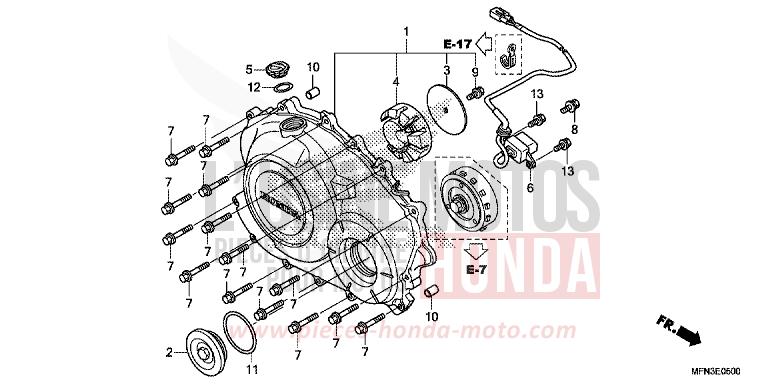 PANNEAU CARTER-MOTEUR D. de CB1000R MAT PEARL COOL WHITE (NHB44) 2013