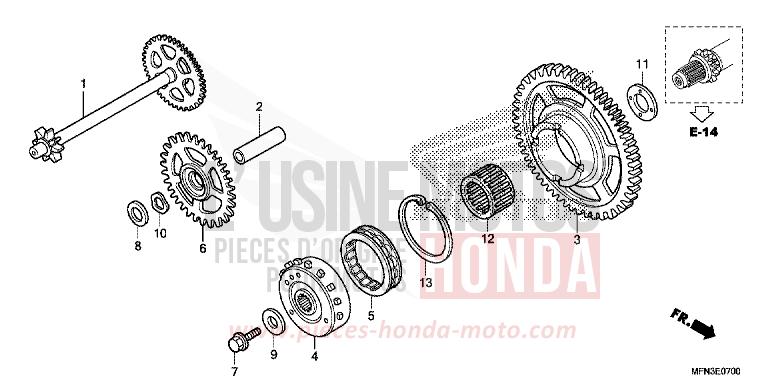 EMBRAYAGE DE DEMARRAGE de CB1000R MAT PEARL COOL WHITE (NHB44) de 2013