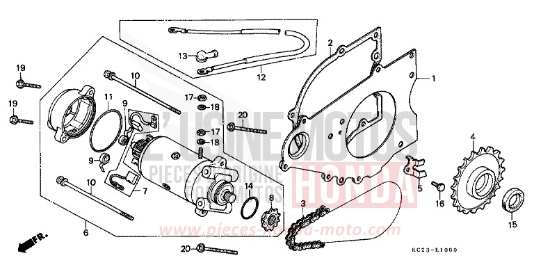 MOTEUR DE DEMARRAGE (1) de CM125C CANDY ORCHID RED (R132) de 1985