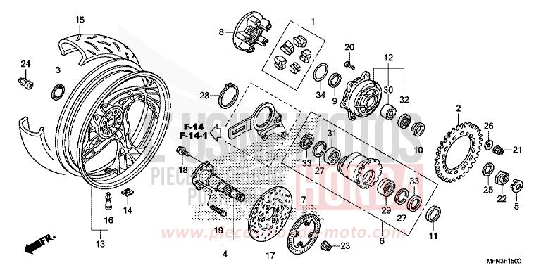 ROUE ARRIERE de CB1000R MAT PEARL COOL WHITE (NHB44) 2013