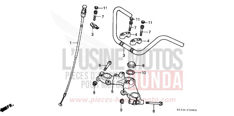 TUYAU DE GUIDON/PONT SUPERIEUR de CM125C NOIR (NH1) de 1988