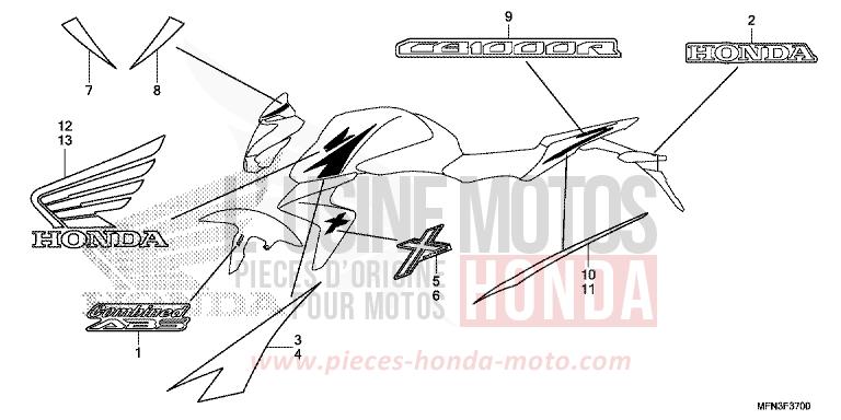 MARQUE (CB1000RD/1000RAD) de CB1000R MAT PEARL COOL WHITE (NHB44) de 2013