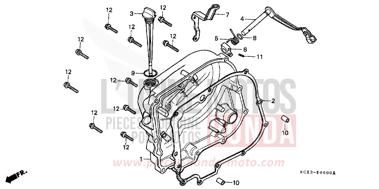 PANNEAU CARTER-MOTEUR D. (E/ED/F/G/SD/SW) de CM125C COSMO BLACK METALLIC-U (B100MU) 1988