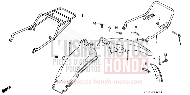GARDE-BOUE ARRIERE de CM125C KASHMIR BEIGE (YR169) de 1988