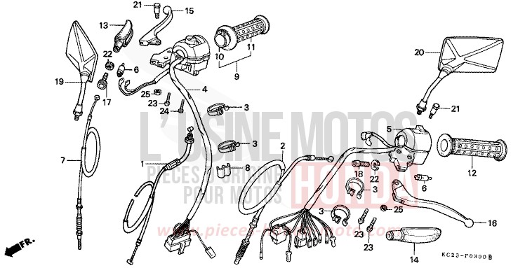 LEVIER DE GUIDON/COMMUTATEUR/CABLE (E/ED/F/G/SD/SW) de CM125C PURE BLACK (NH237) 1988