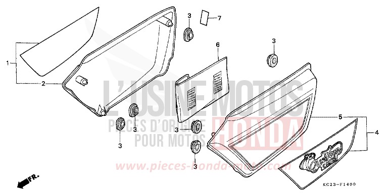 COUVERCLE LATERAL de CM125C CANDY ORCHID RED (R132) de 1993