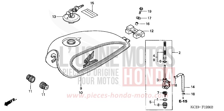 RESERVOIR A CARBURANT de CM125C PEARL ATLANTIS BLUE (B142) de 1993